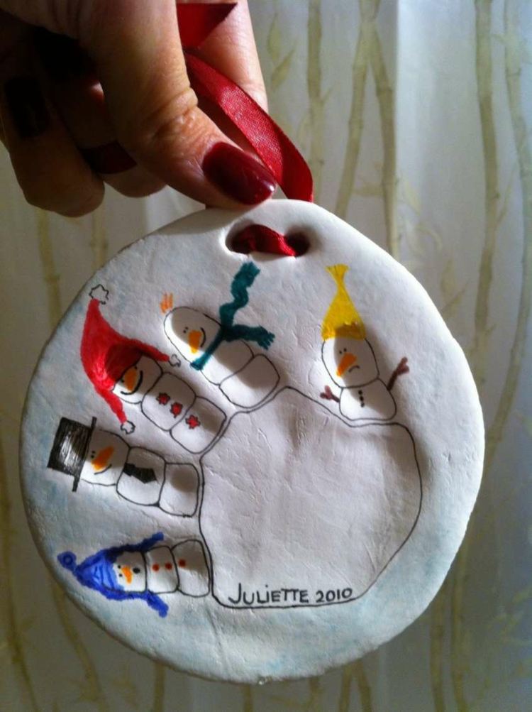 ornamente cu amprentă manuală iarnă artizanat copii mici