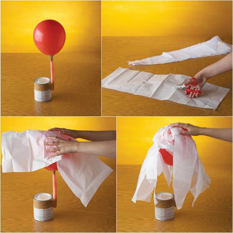 Instrucțiuni - meșteșuguri cu hârtie mache și balon Artizanat cu balon din hârtie de machetă-fantomă-halloween-instrucțiuni-idee