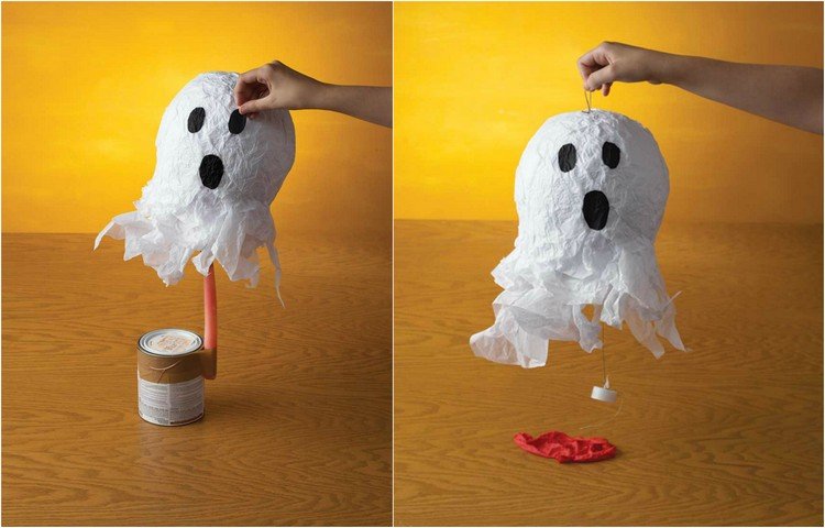 Ochii și gura tinker pentru felinarul fantomă Meșteșuguri cu instrucțiuni de hârtie mache-halloween-fantomă-lanternă-fă-te