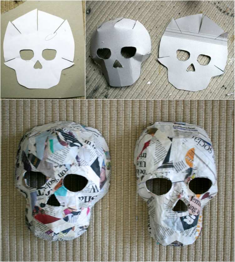 Șabloane și instrucțiuni pentru măștile din hârtie mache tinker-hârtie mache-măști-halloween-cranii-șablon-hârtie de ziar