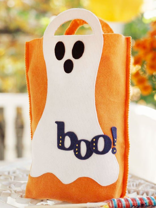 Halloween cusut sac de bomboane simțit copii fantome idee sac de bomboane de Halloween simțit copiii cusând fantome