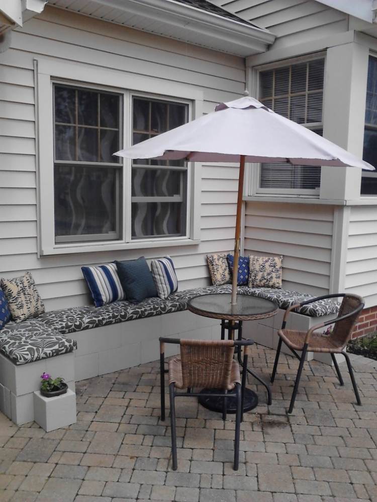 Bancă în formă de U din blocuri de cofraj pentru terasă beton-pietre de coajă-mobilier de terasă-bancă-în formă de u