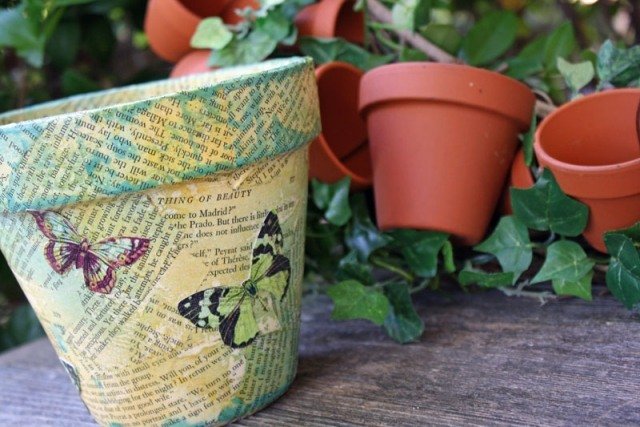 ghivece de flori idei ziar fluturi decoupage ghivece de flori idei de design ziare fluturi decoupage