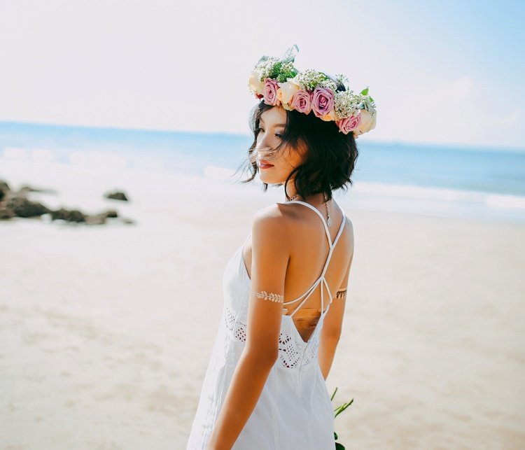 Boho bijuterii plajă nunta brățară superioară brățară coroană florală