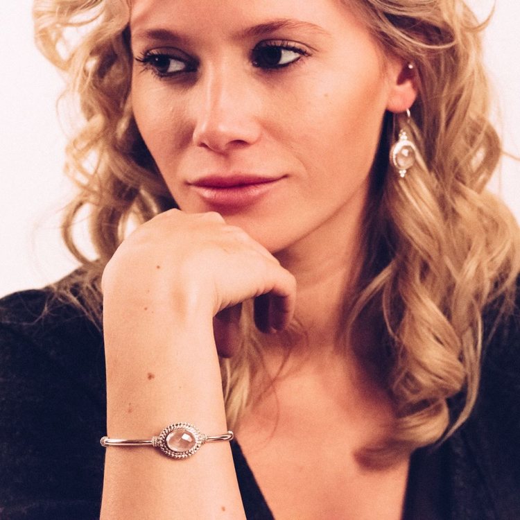 Bijuterii Boho cercei din argint de înaltă calitate brățară piatră prețioasă cuarț trandafir