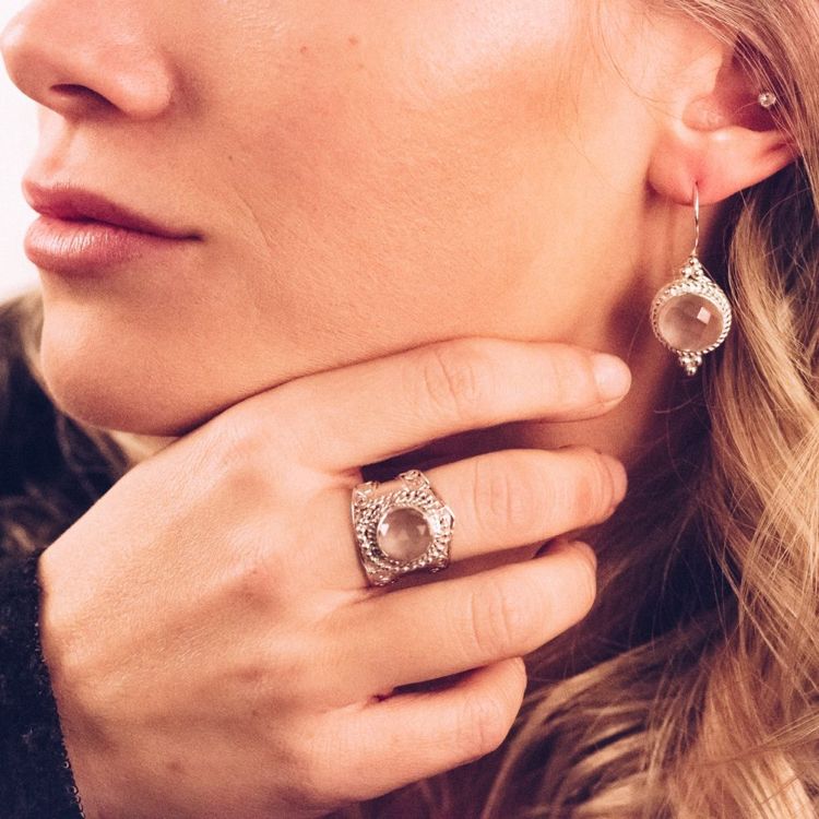 Bijuterii Boho din piatră prețioasă din inel de argint Cercei de nuntă