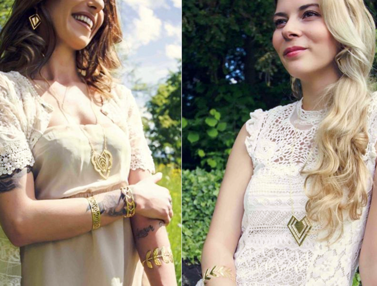 Bijuterii Boho colier aur brățări rochii romantice din dantelă