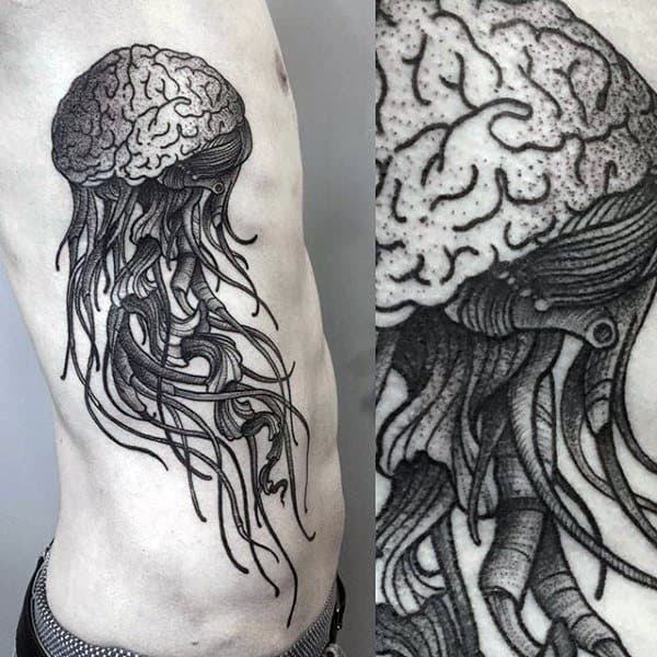 Tatuagem cerebral no corpo para homens