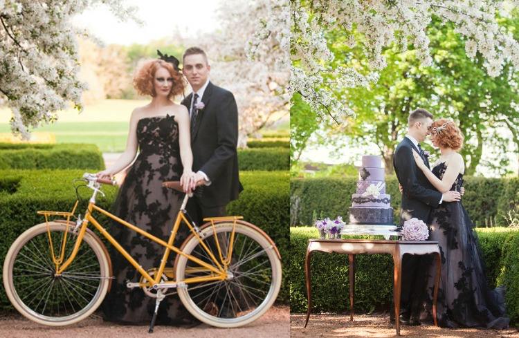 rochie de mireasa-neagra-extravaganta-moda-de-nunta-roz-mov-gotica