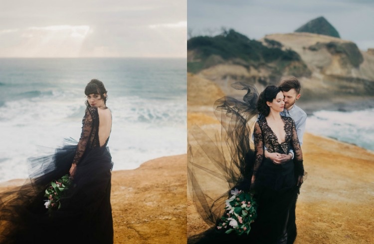 rochie de mireasa-neagra-extravaganta-nunta-moda-dantela-tul