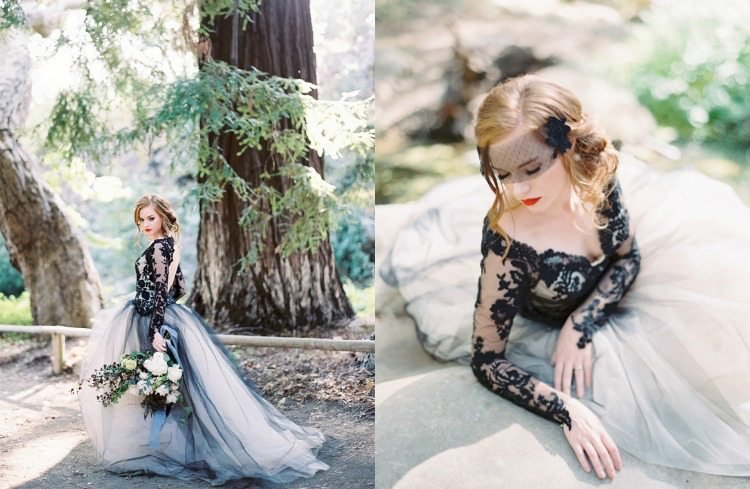 rochie de mireasa-neagra-extravaganta-moda-de-nunta-alb-gri-dantela