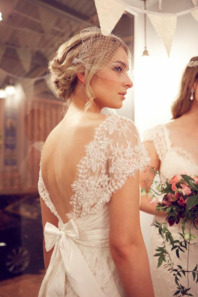 funda drăguță rochie de mireasă design talie mâneci spate dantelă