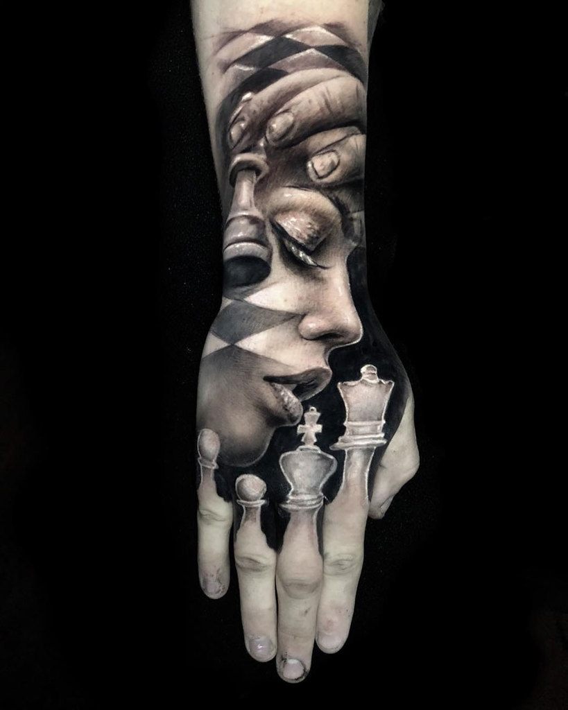 3D šahovska tetovaža