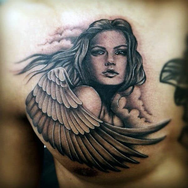 Tatouage d'ailes noires et audacieuses pour les hommes