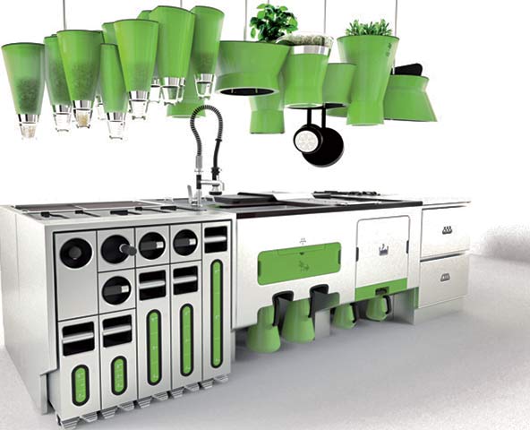 Bucătărie amenajată cu placă de oțel