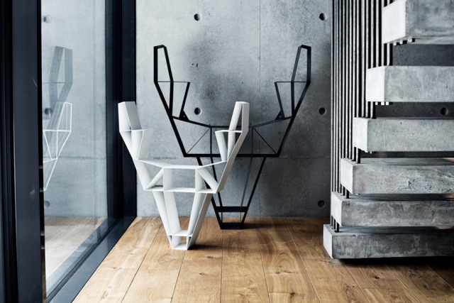 raft de proiectare de sine stătător metal negru alb bibliotecă de design independent cerb metal negru alb