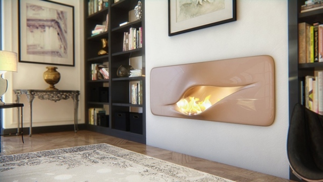 Nuvist Möbel-Design deschidere fereastră vizualizare șemineu Nuvist Möbel-Design șemineu vizualizare fereastră linii curbe