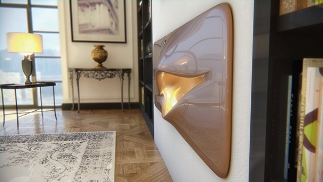 Design fereastră vizualizare sobă - vizualizare 3d futuristă semineu vizualizare fereastră proiectare model nüvist