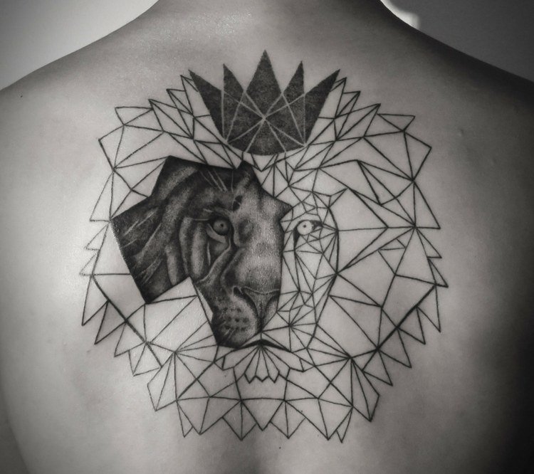 design geometric de leu cu triunghiuri pentru un aspect neterminat