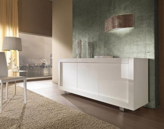 bufet living usi glisante albe lucioase