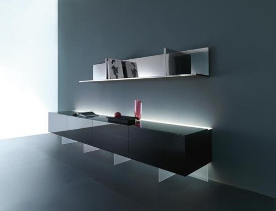 dulapuri Uși glisante negre iluminate din spate Acerbis