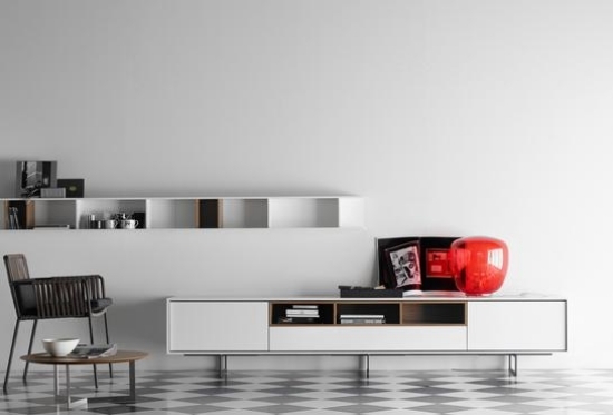 bufet Aura TREKU rafturi albe fler retro