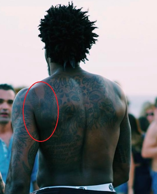 Deandre Jordan Back Angel Tattoo