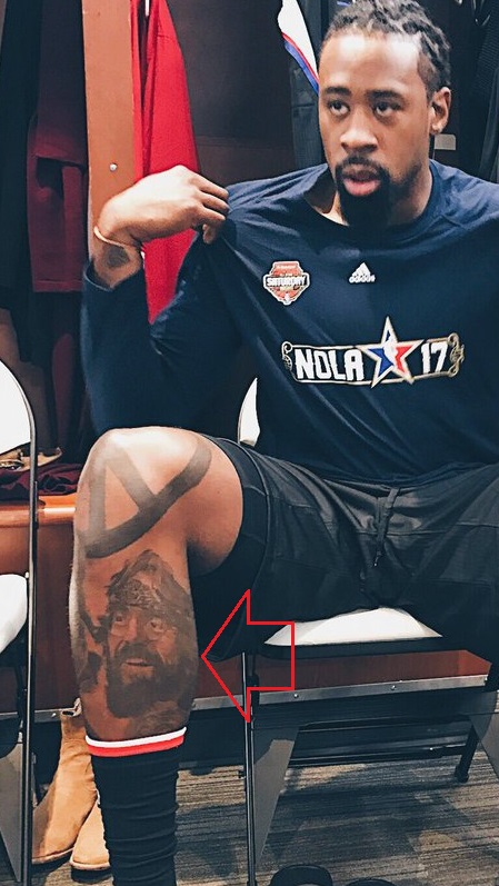DeAndre Jordan jambe droite portrait tatouage