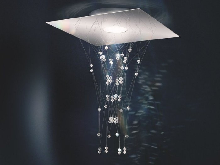 plafoanele moderne din sufragerie se îmbină cu sursă de lumină LED și cristale Swarovski Lumini de tavan-în-camera-de-zi-Enlace-LED-Swarovski-Cristale-Todd-Bracher