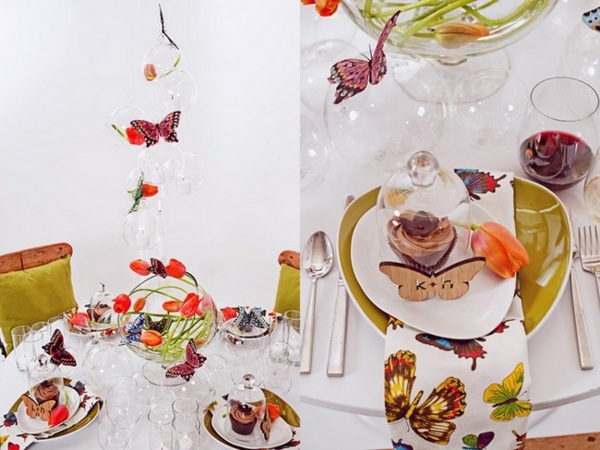 Fluturi lalele idei romantice de decorare a mesei Lalele romantice masă decorare idei design drăguț