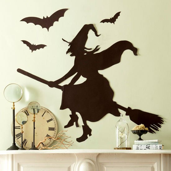 decorație casă tinker mantelpiece halloween petrecere vrăjitoare siluetă idei de decorare cămăruță casă petrecere de Halloween siluetă vrăjitoare