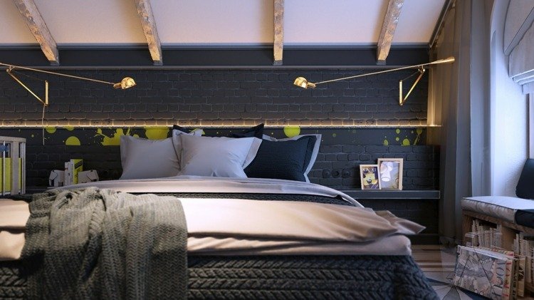 În dormitor există iluminat indirect peste pat dormitor-deco-design-întunecat-citire-colț-fereastră-pernă-design