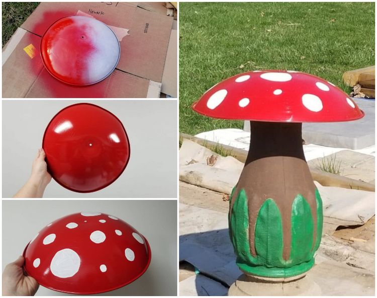 Decorarea grădinii DIY upcycling pot capac ciupercă