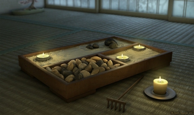 Design interior în dormitor Decor Zen Pietre decorative Zen în lumânările dormitorului