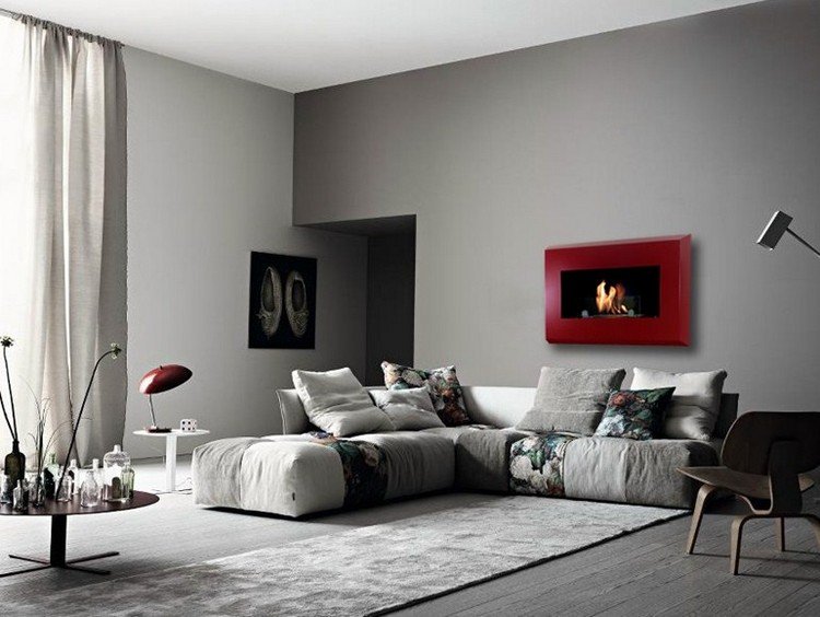 Soba modernă, fereastră de perete-sticlă-cadru-roșu-RAFFAELLO-bioKamino-CAR-Z-MET