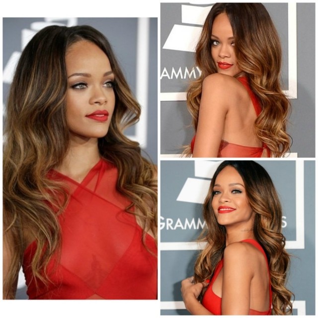 Rihanna Ombre Hair Grammy Awards 2013 Rihanna-Ombre-Hair-Long-Wavy-Grammy-Awards-2013