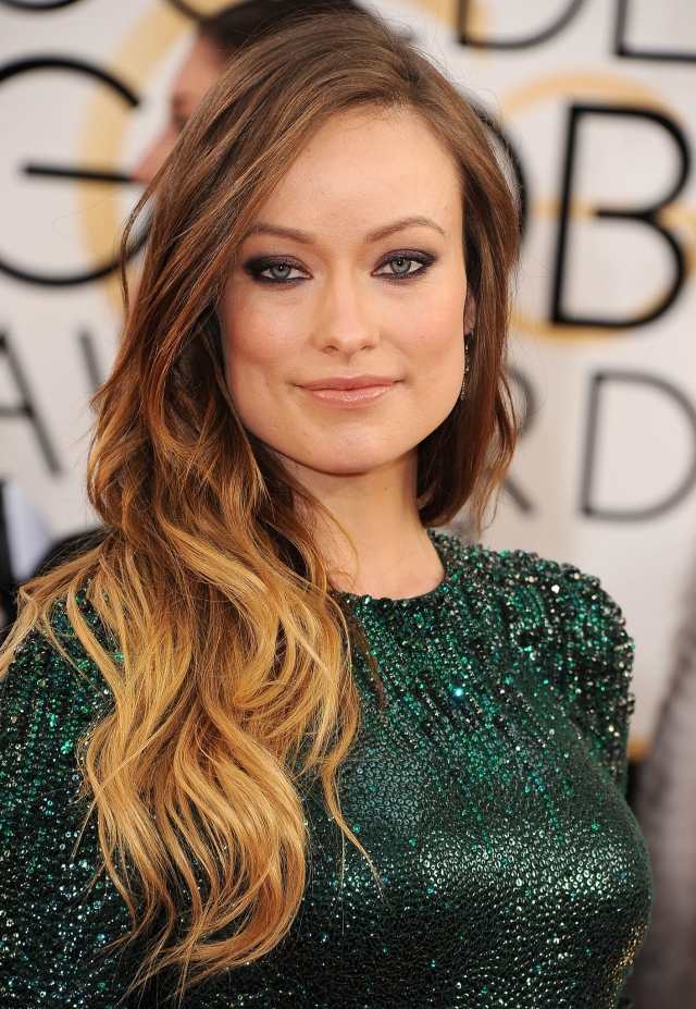 Olivia Wilde ombre coafură păr lung purtat lateral Olivia Wilde ombre arata despartire ondulata