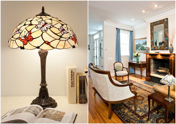 lampă art nouveau-sticlă-abajur-bază metalică-artă din sticlă tiffany