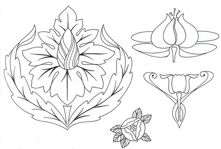 ornamente art nouveau-șabloane-șabloane-flori