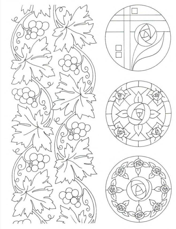 Șablon cu motive de trandafir de viță de vie Art Nouveau