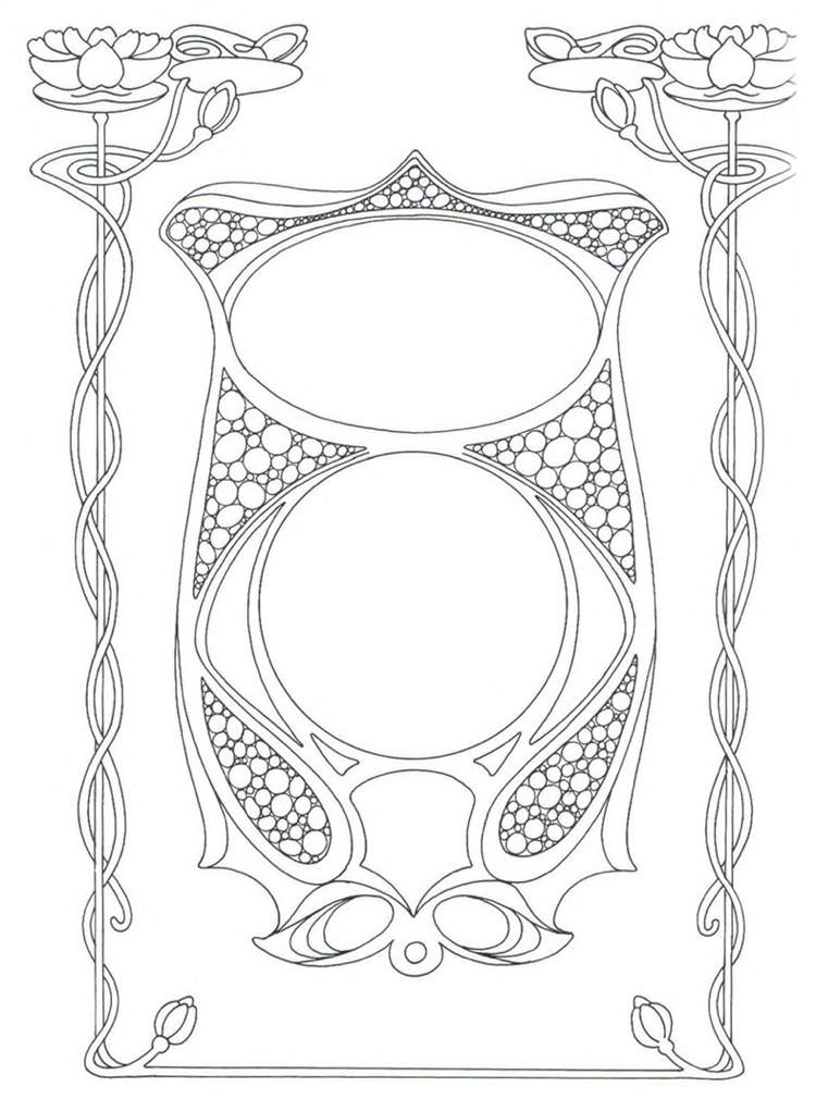 ornamente art nouveau-șabloane-cadru-muguri-flori
