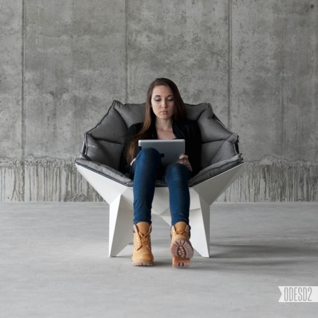 fotoliu confortabil q1 design odesd2 mingea alb gri