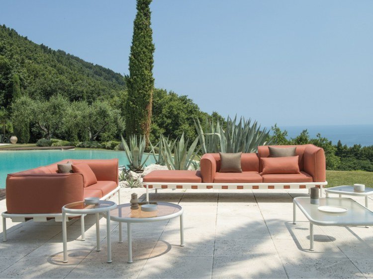 Canapea de designer mobilier de grădină design doc-canapea-modular-portocaliu-coral-color-modern