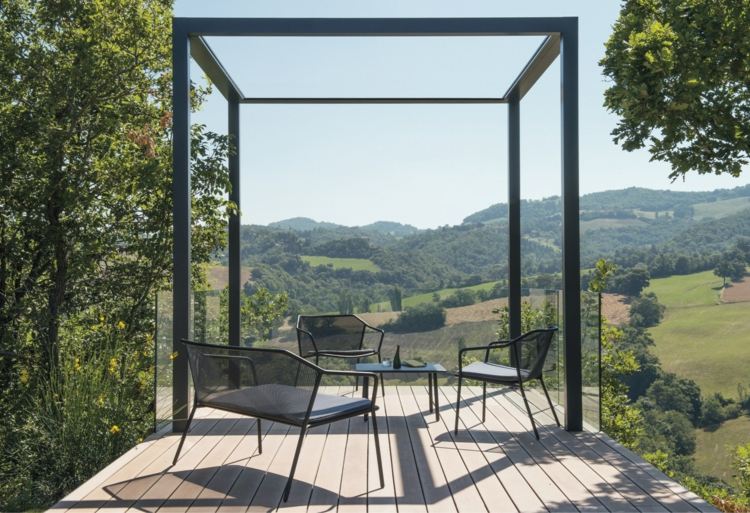 Mobilier de grădină de design - un biplac din oțel sub o pergolă modernă mobilier-grădină-design-scaune-pergola-metalice-darwin-două-locuri