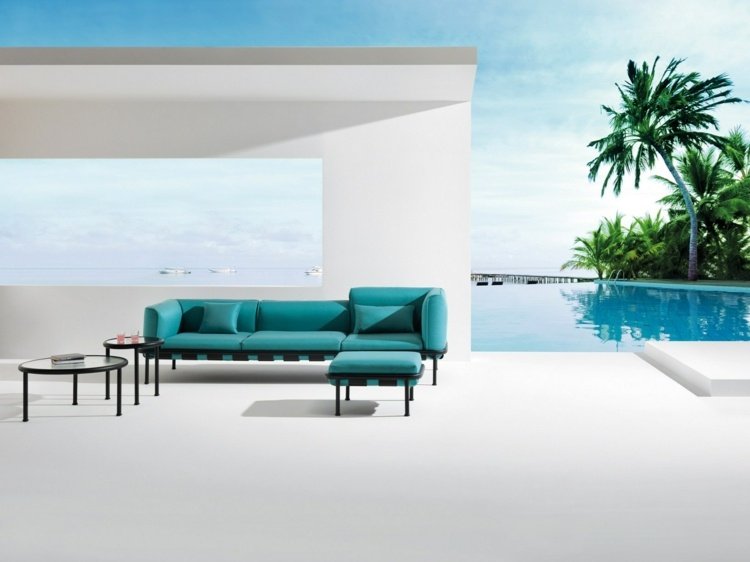 Mobilier de grădină de design pentru proiectarea terasei mobilier de gradina design turcoaz perna scaunului doc canape scaun