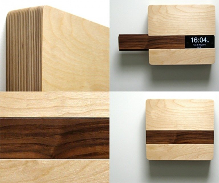 stație de încărcare la îndemână butlerul din lemn ușor fereastră ceas întunecat