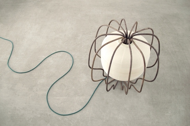 veioza cu combinație de hârtie din ratan întunecat lampă de podea-rattan-hârtie-combinație