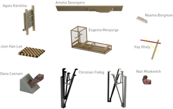 Piese de mobilier de designer compoziție opere de artă moderne Compoziție artă modernă aspect industrial Israel