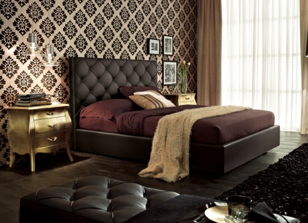 Dormitor stil regal tapet model clasic tapet în stil regal model clasic maro închis