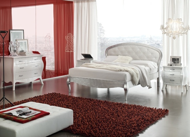 roșu în culorile pereților dormitorului design covor Dormitor perete culori covor pat pat italian